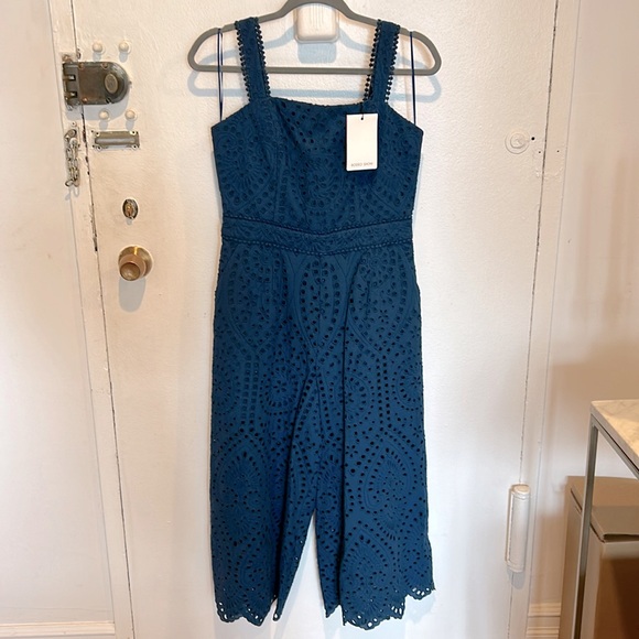 Teal Eyelet Jumpsuit size US 6 or UK 10 - Picture 1 of 10